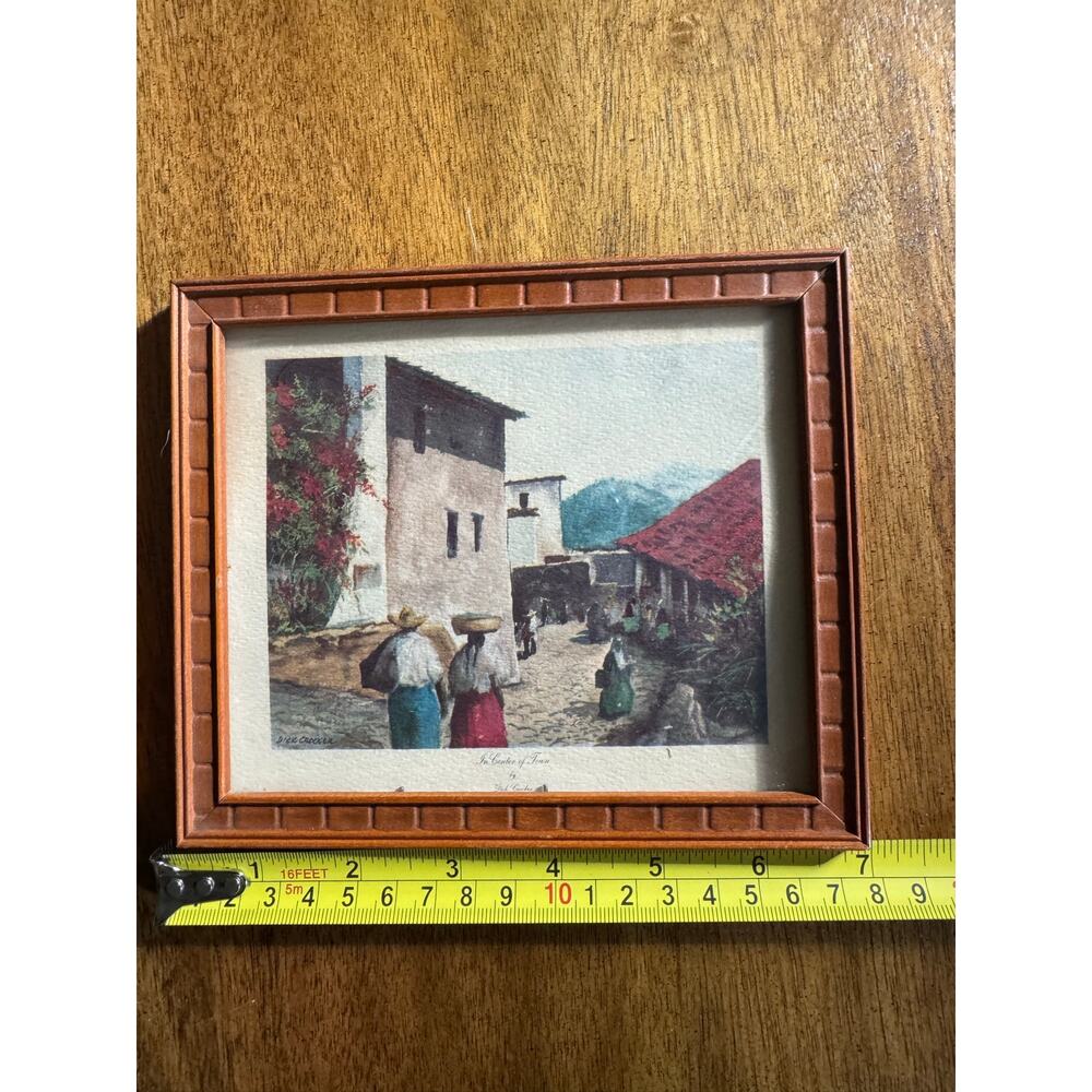 Vintage Framed Art Prints Set of 2 Dick Crocker 1956 Village Scenes 6x7 - Picture 4 of 13